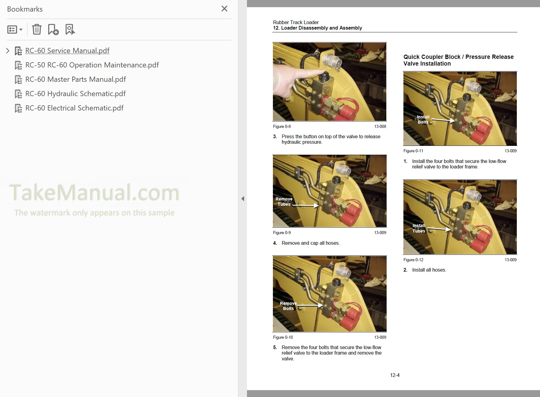 ASV RC50 RC60 Posi Track Service Parts Operation Maintenance Manual