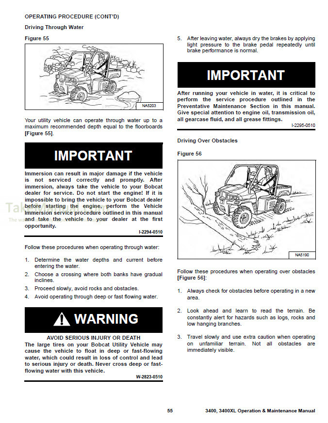 Bobcat 3400 3400XL Operation & Maintenance Manual Utility Vehicle ...