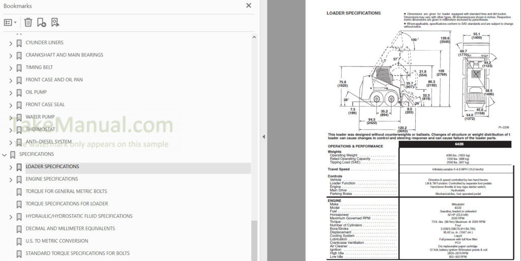 Bobcat 642B Service Manual Skid Steer Loader – TakeManual.com