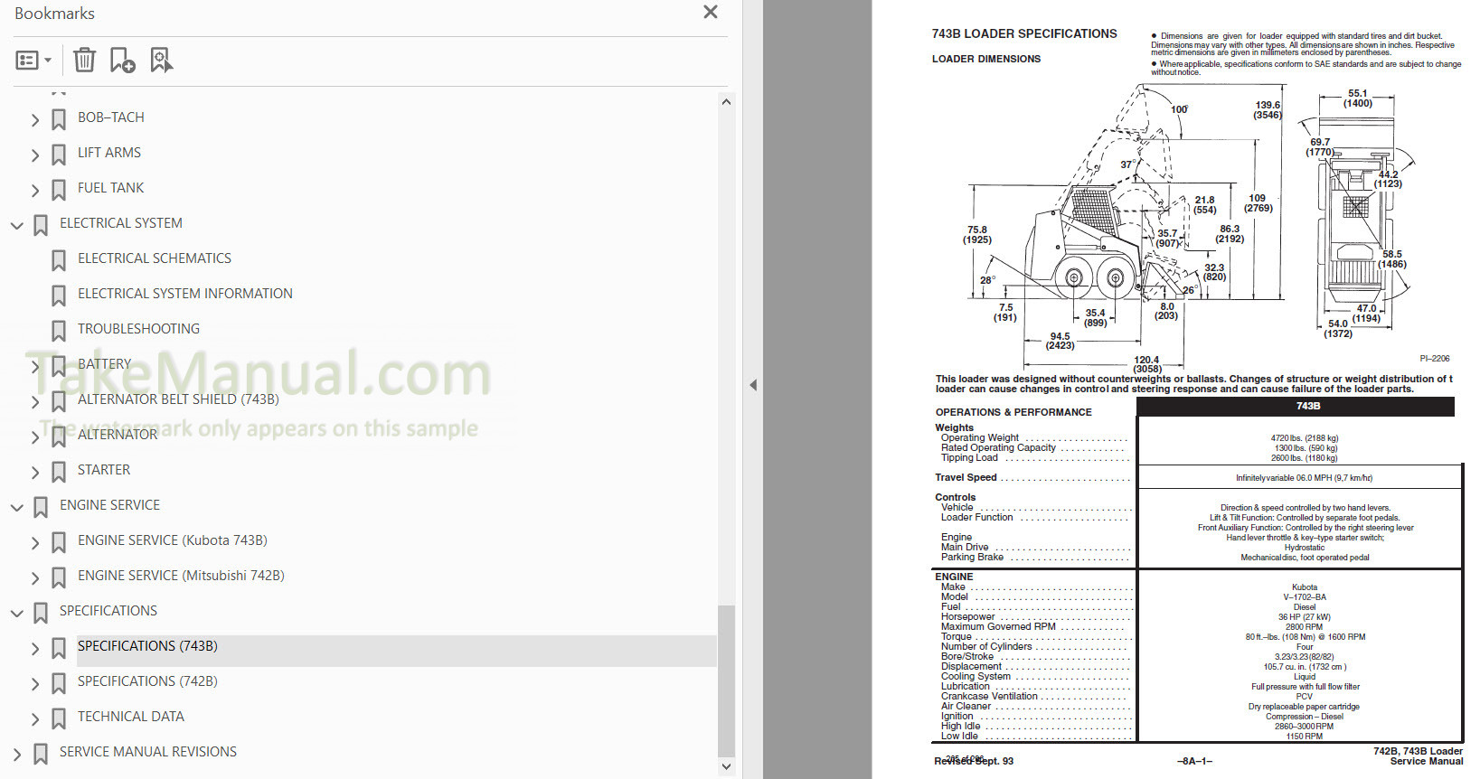 Bobcat 742B 743B Service Manual Skid Steer Loader – TakeManual.com