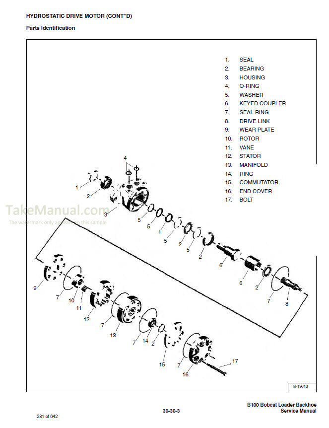 Bobcat B100 Service Manual Loader Backhoe 570011001- 570111001 ...