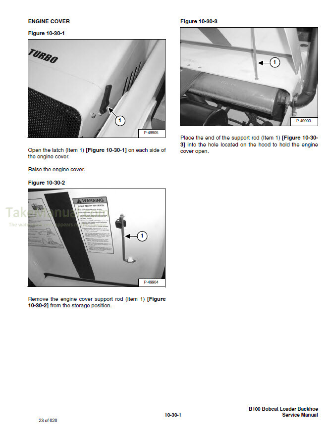 Bobcat B100 Service Manual Loader Backhoe 572111001- – TakeManual.com