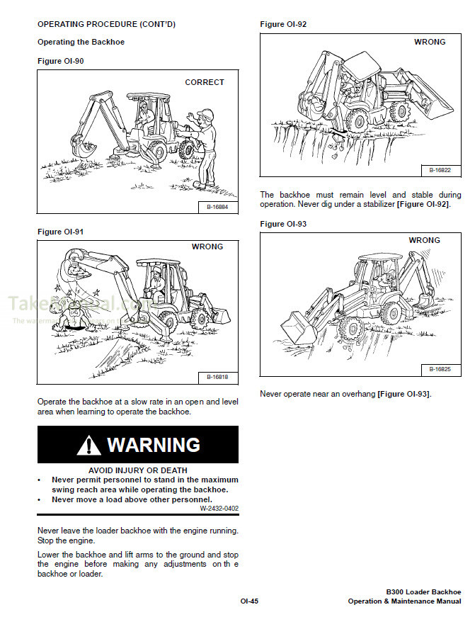 Bobcat B300 B Series Operation & Maintenance Manual Loader Backhoe ...