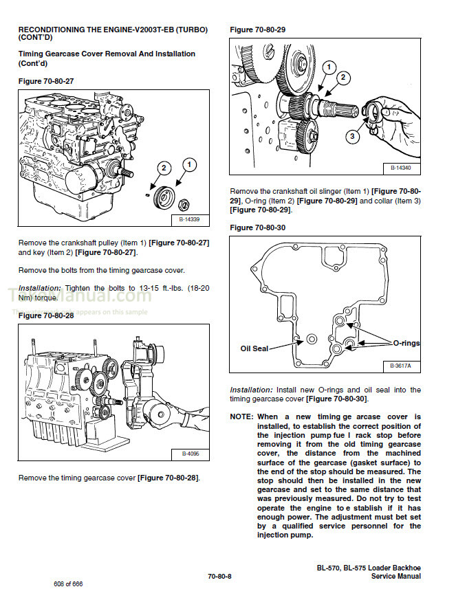 Bobcat BL570 BL575 Service Manual Loader Backhoe 570611001- 572011001 ...