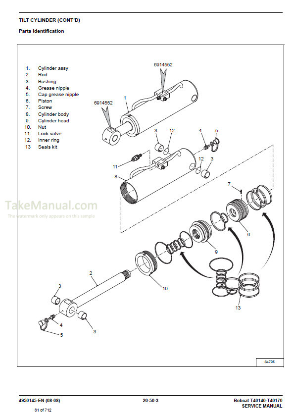 Bobcat T40140 T40170 Service Manual Telescopic Handler 363212001 ...