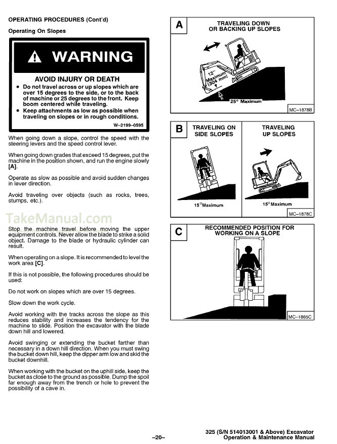 Bobcat X325 Operation & Maintenance Manual Compact Excavator 514013001