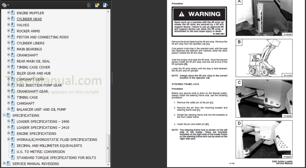 Bobcat 2400 Service Repair Manual Loader