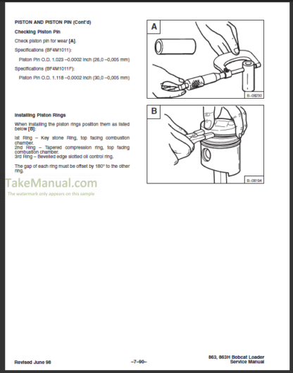 Bobcat 863 Service Repair Manual Skid Steer Loader 514411001-514424999