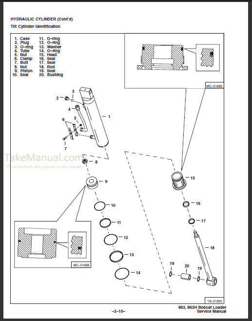 Bobcat 863 Service Repair Manual Skid Steer Loader 514425001- 514525001