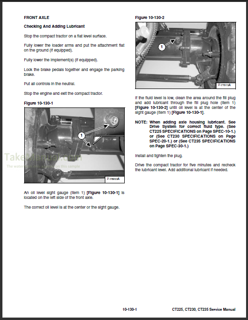 Bobcat CT225 CT230 CT235 Service Repair Manual Compact Tractor ...