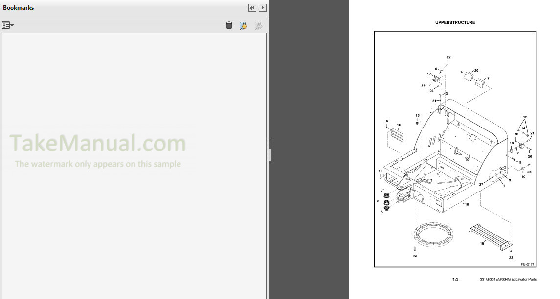 Bobcat 331 331E 334 G Series Parts Catalog Excavator 6902789