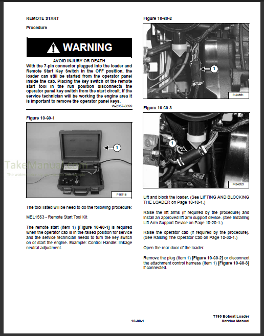 Bobcat T190 Service Repair Manual Compact Track Loader 519311001