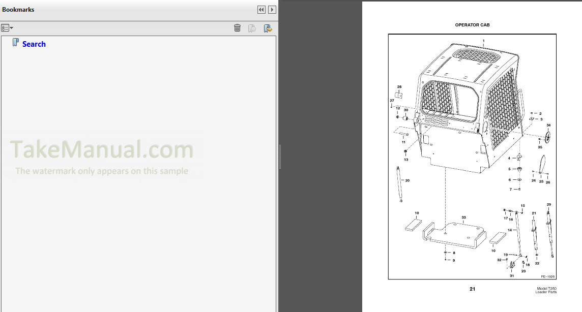 Bobcat T250 Turbo Parts Catalog Skid Steer Loader 6902636