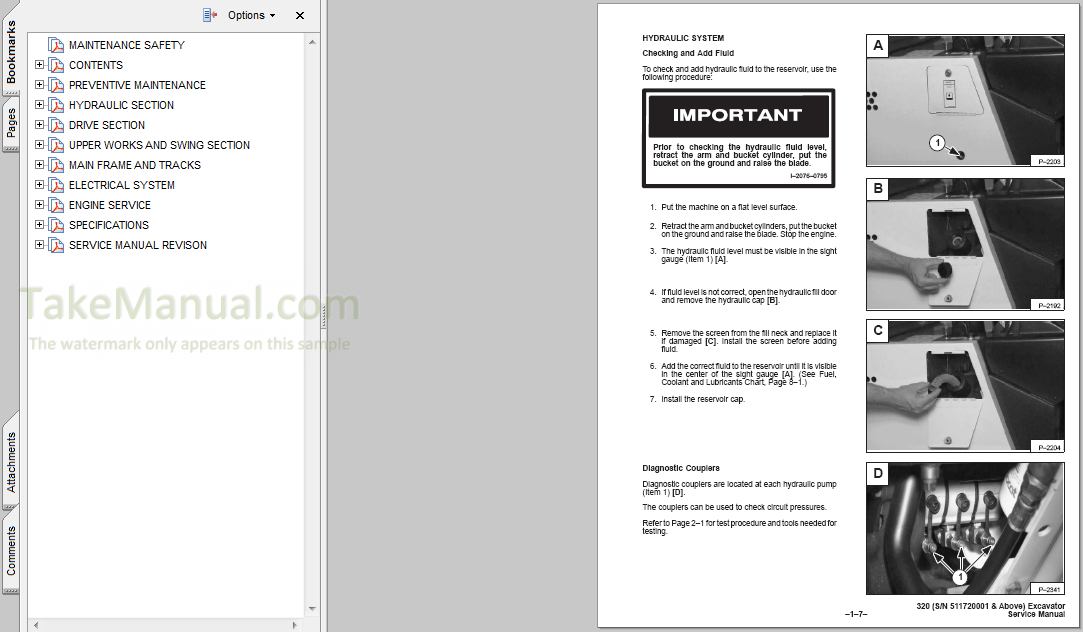 Bobcat X320 Service Repair Manual Hydraulic Excavator 511720001