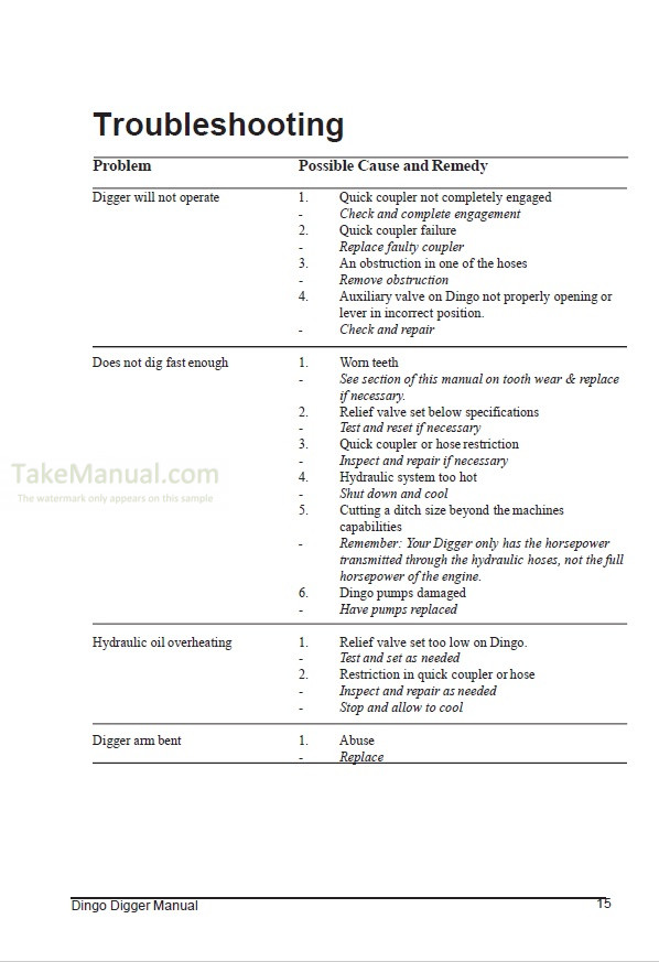 Dingo K9 Operation And Maintenance Manual Digger