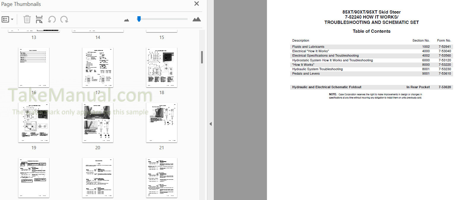 Case 85xt 90xt 95xt Troubleshooting And Schematic Manual Set 7 10420 0083