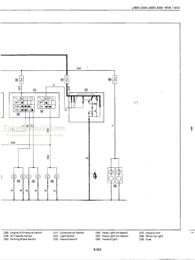 Kubota L2900 L3300 L3600 L4200 Manual Tractors