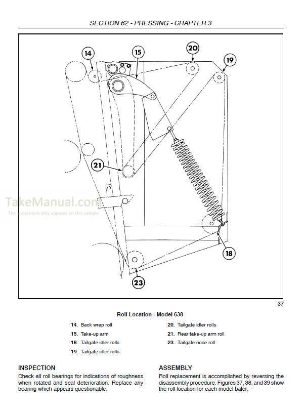 New Holland 638 648 658 678 688 Repair Manual Round Baler 87012726 ...